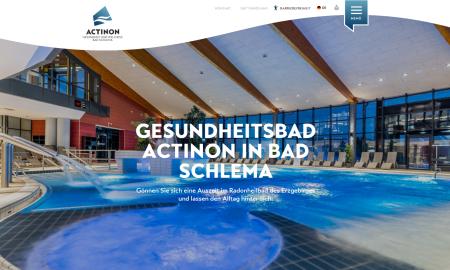Screenshot der Website des Gesundheitsbades Actinon in Schlema