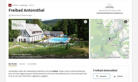 Website mit Informationen zum Freibad Antonsthal