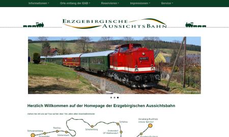 Screenshot der Website der erzgebirgischen Aussichtsbahn