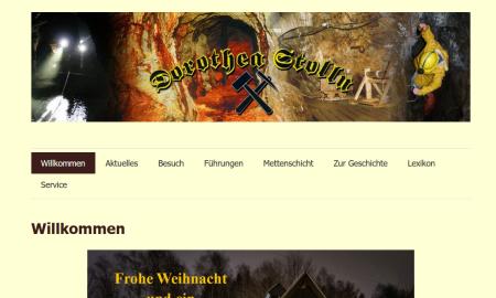 Screenshot der Website des Besucherbergwerkes Dorotheenstolln in Annaberg