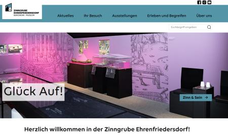Screenshot der Website des Besucherbergwerkesin Ehrenfriedersdorf