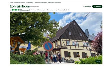 Screenshot einer Website mit Informationen zum Ephrahimhaus in Pöhla