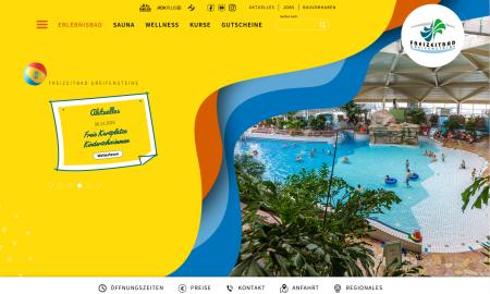 Screenshot der Website des Freizeitbades in Geyer