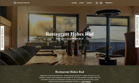 Screenshot der Website des Restaurants Hohes Rad in Crandorf