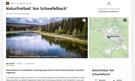 Website mit Informationen zum Naturfreibad Schwefelbach in Johanngeorgenstadt