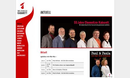 Screenshot der Website des Chemnitzer Kabaretts