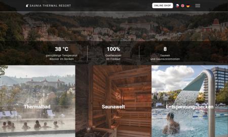 Screenshot der Website der Therme in Karlovy Vary