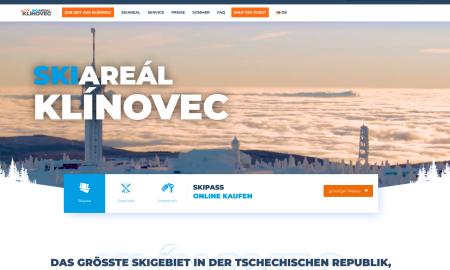 Website mit Informationen zum Skiareal am Klinovec (Keilberg)