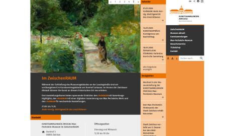 Screenshot der Website der Kunstsammlungen in Zwickau