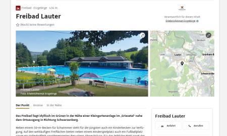 Website mit Informationen zum Freibad Lauter