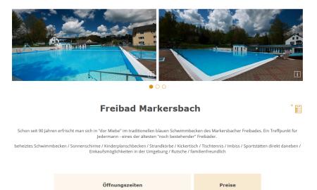 Website mit Informationen zum Freibad Markersbach