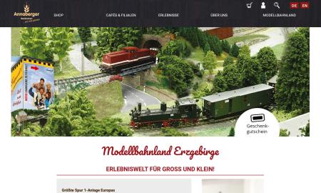 Screenshot der Website des Modellbahnlandes in Schönfeld