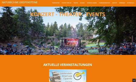 Screenshot der Website der Naturbühne Greifensteine in Geyer