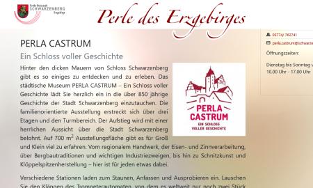 Screenshot der Website des Museums Perla Castrum