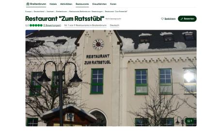 Screenshot einer Website mit Informationen zum Ratsstübl in Breitenbrunn