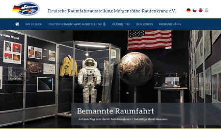 Screenshot der Website des deutschen Raumfahrtmuseums in Morgenröthe-Rautenkranz