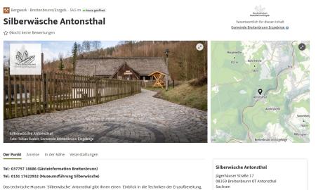 Screenshot der Website der Silberwäsche in Antonsthal