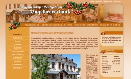 Screenshot der Website der Vugelbeerschänke in Pöhla