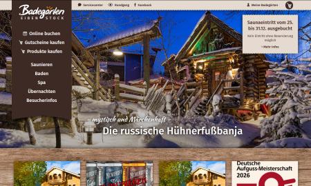 Screenshot der Website der Badegärten in Eibenstock